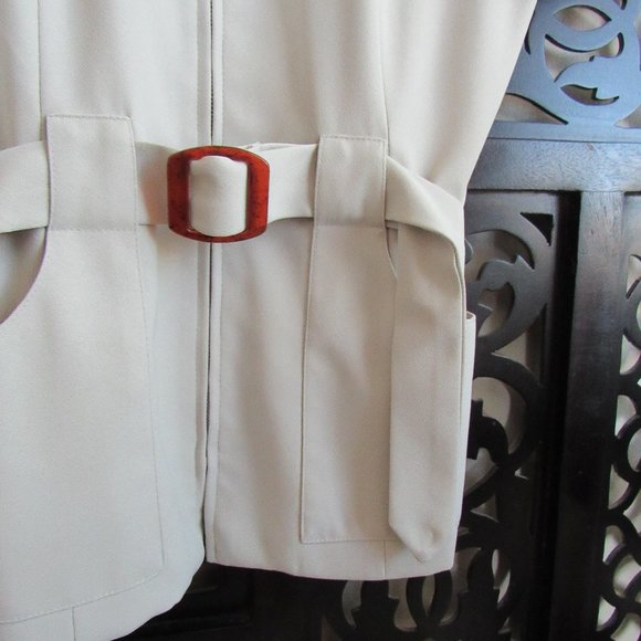 VINTAGE 90s DESIGNER FASHION BELTED ZIP TOP SUIT BLAZER Tortoise Accents Size-12 - Picture 6 of 12